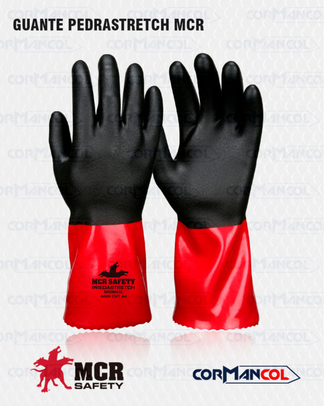 Guante PredaStretch MG9648 en color rojo de PVC/Nitrilo.